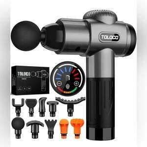 TOLOCO Massage Gun, Deep Tissue Back Massager For Athletes With 10 Massage Heads